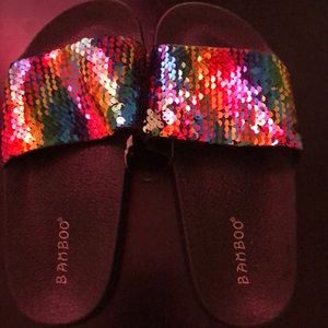 Multicolor sequins sandals